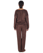 Women's Velour Loose Fit V-Neck Sweatshirt and Pants Set - Charming Charlie