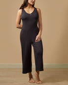 Women's V-Neck Luxe Rib Fitted Capri Style Romper - Charming Charlie