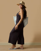 Women's V-Neck Luxe Rib Fitted Capri Style Romper - Charming Charlie
