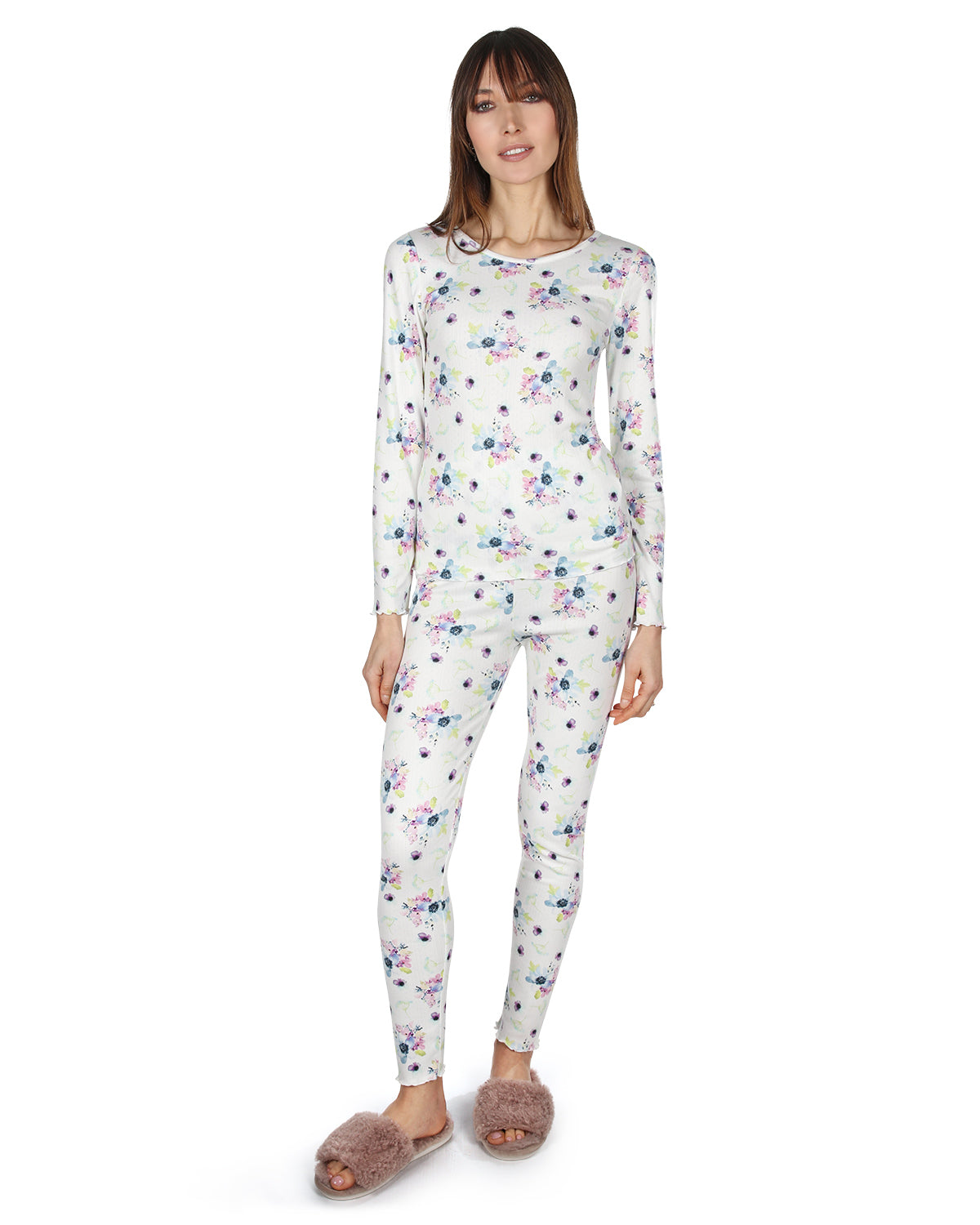 Women's Scalloped Edge Floral Two-Piece PJ Set