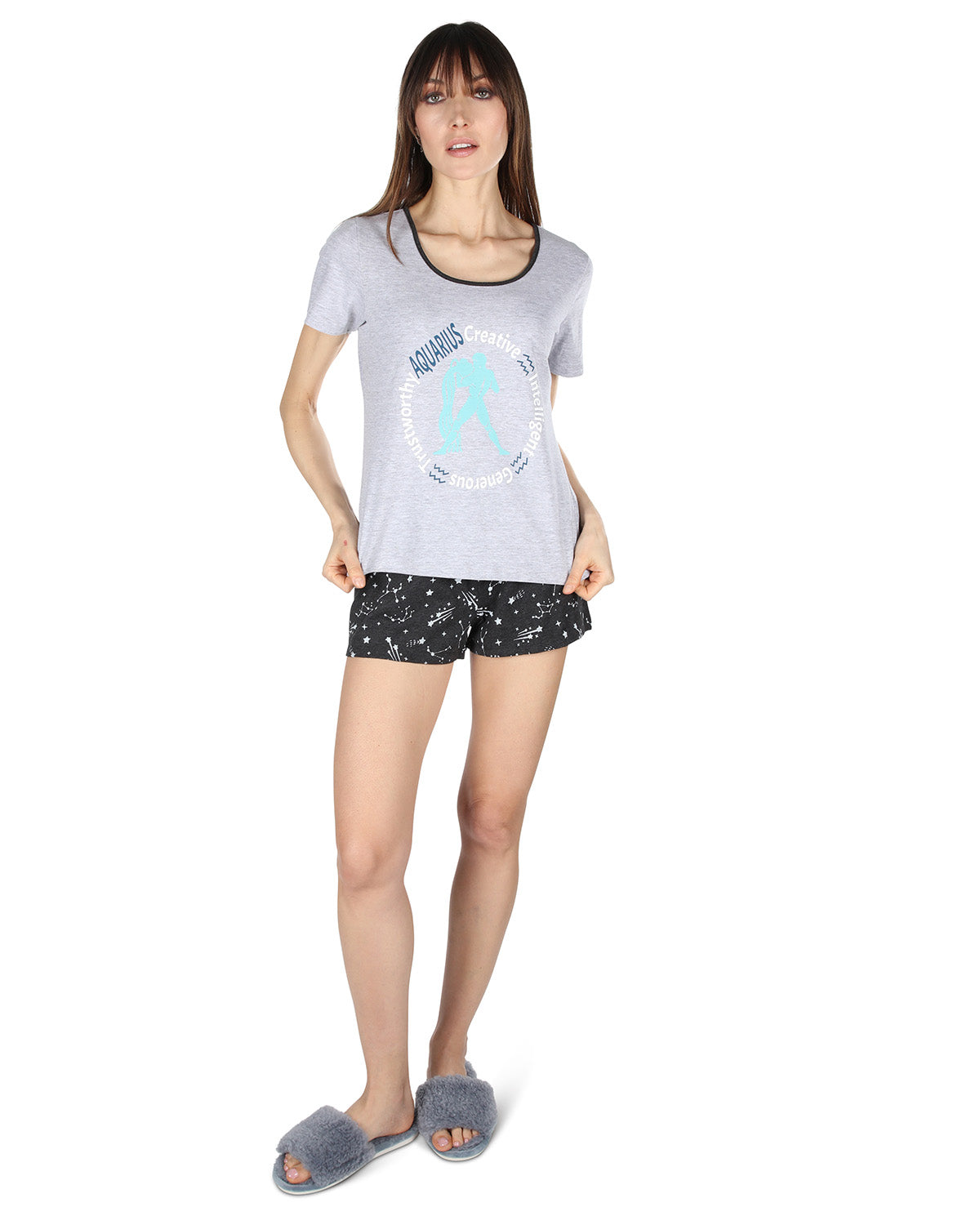 Women’s Aquarius Zodiac Sign PJ Short Set