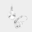 Clear Genuine Round Crystal Lever Back Earrings