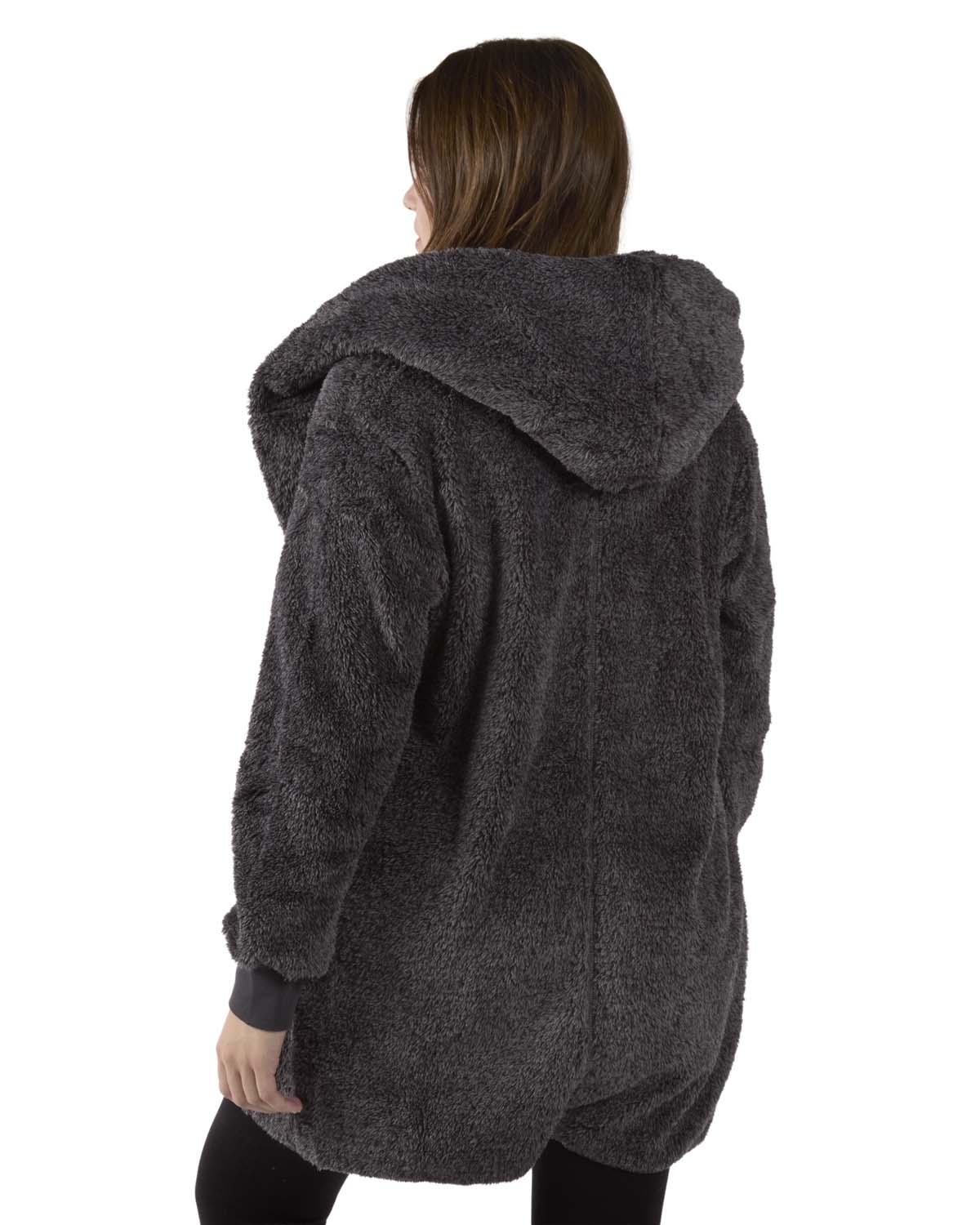 Women's Marled Plush Hooded Lounge Sweater with Shawl Collar - Charming Charlie