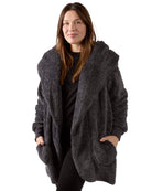 Women's Marled Plush Hooded Lounge Sweater with Shawl Collar - Charming Charlie