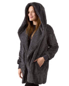 Women's Marled Plush Hooded Lounge Sweater with Shawl Collar - Charming Charlie