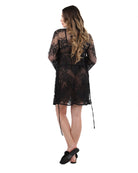 Women's Bell Sleeve Lace Robe with Eyelash Scalloped Hem - Charming Charlie