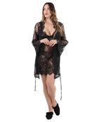 Women's Bell Sleeve Lace Robe with Eyelash Scalloped Hem - Charming Charlie