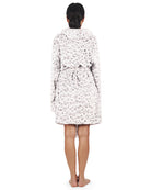 Women's Leopard Print Plush Robe with Pom-Pom Drawstrings - Charming Charlie