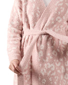Women's Leopard Print Cozy Knit Short Long-Sleeve Robe - Charming Charlie