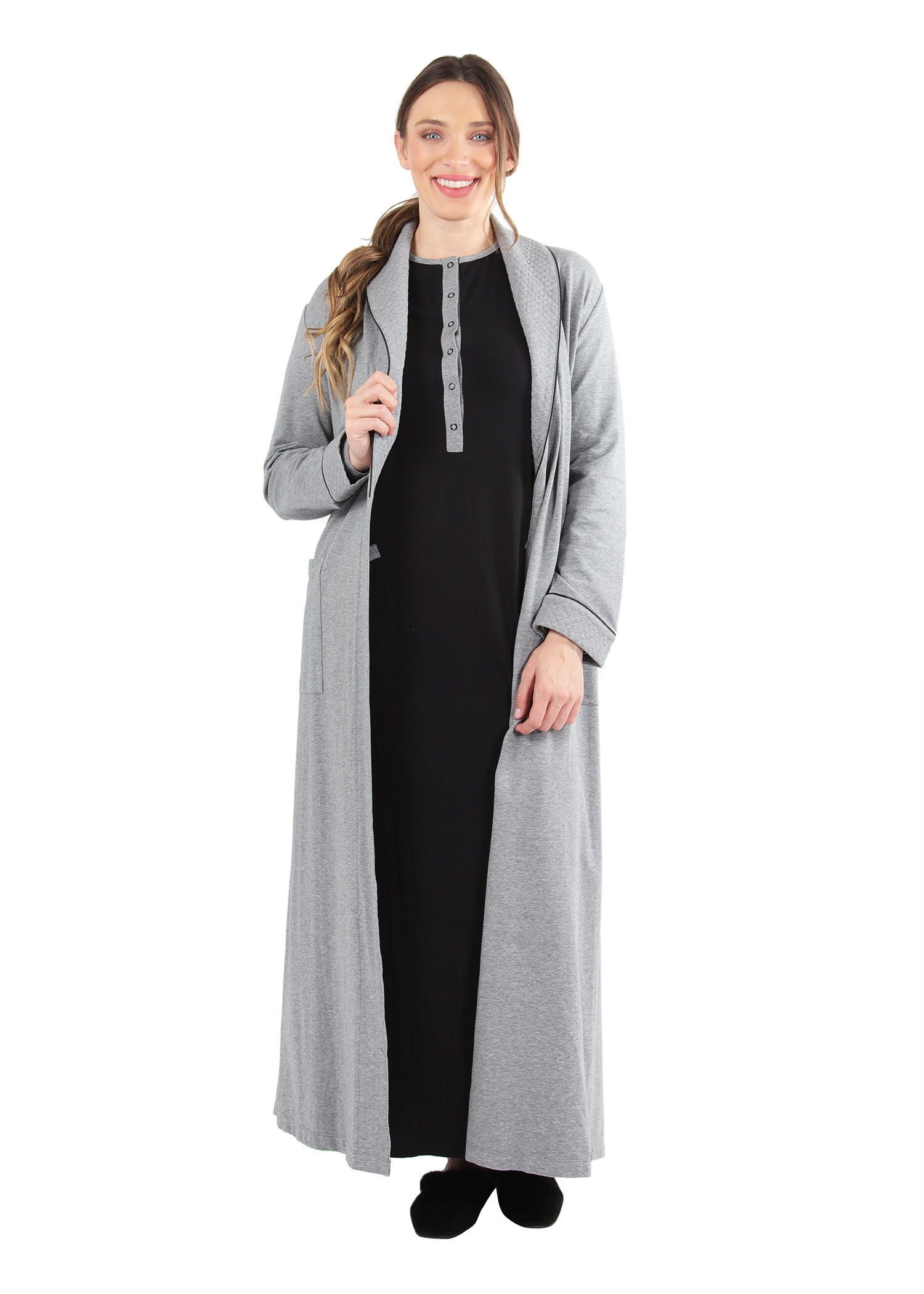 Women's Cotton Blend Heavy Quilted Full-Length Robe - Charming Charlie
