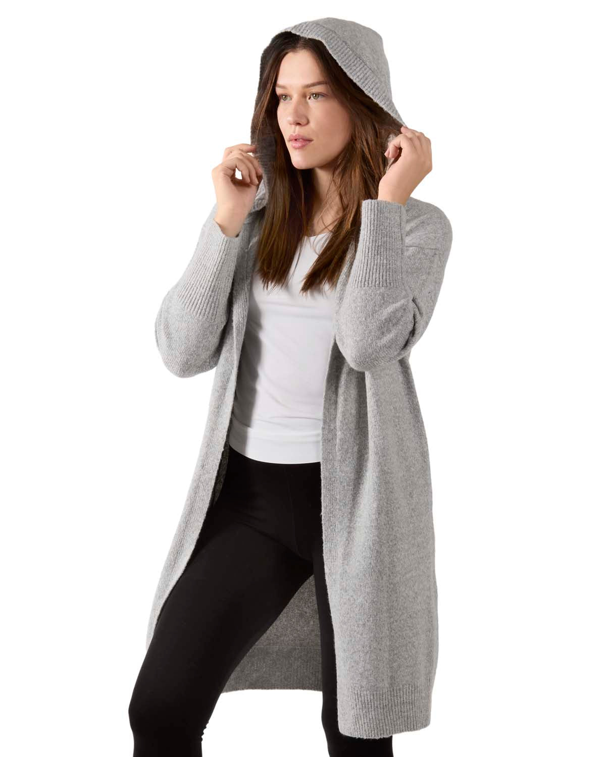 Women's Sweater Knit Hooded Open-Front Cardigan Sweater - Charming Charlie