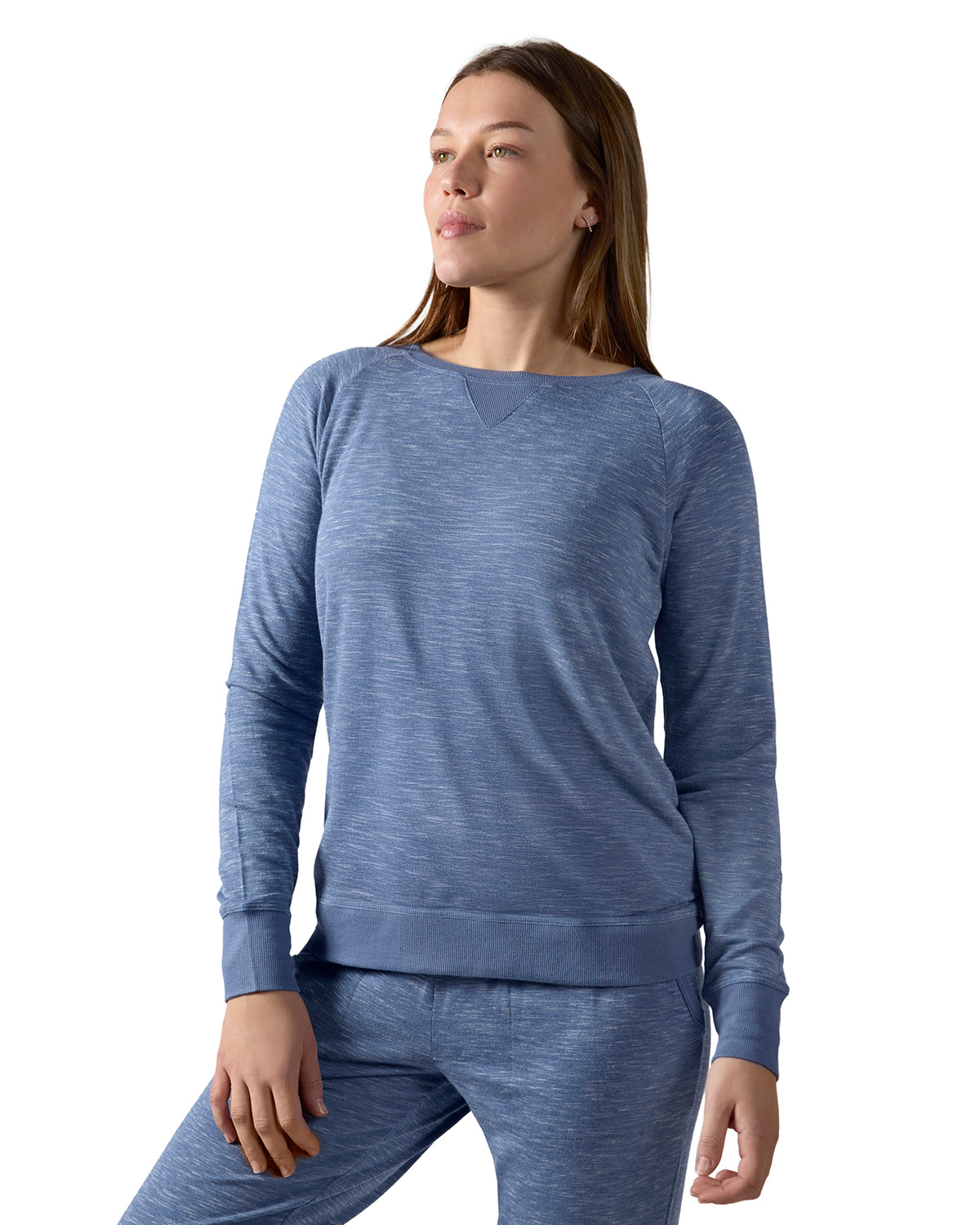 Women's Space Dye Bamboo Blend Baby Terry Pullover - Charming Charlie