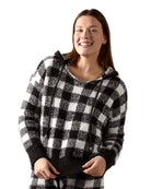 Women's Buffalo Check Cozy Knit Drawstring Hoodie - Charming Charlie