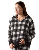 Women's Buffalo Check Cozy Knit Drawstring Hoodie - Charming Charlie