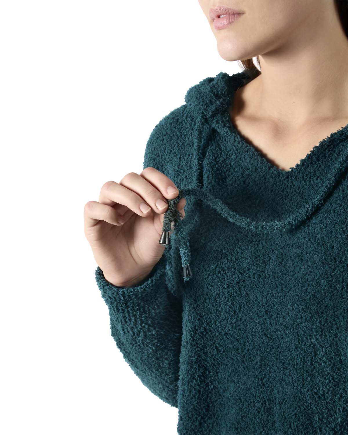 Women's Soft Touch Cozy Knit Drawstring Long Sleeve Hoodie - Charming Charlie