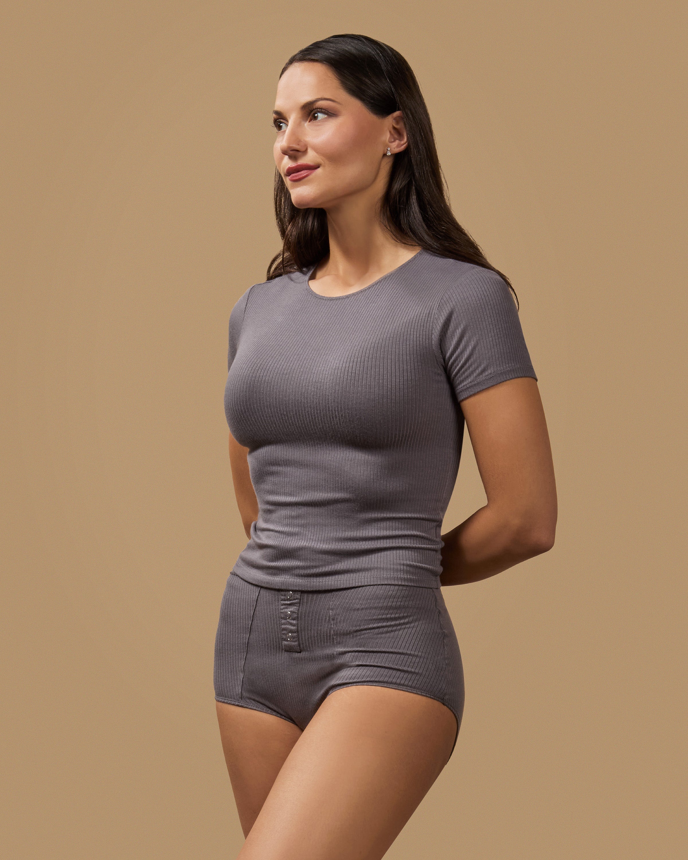 Women's Luxe Rib T-Shirt and Full Coverage Brief Set - Charming Charlie
