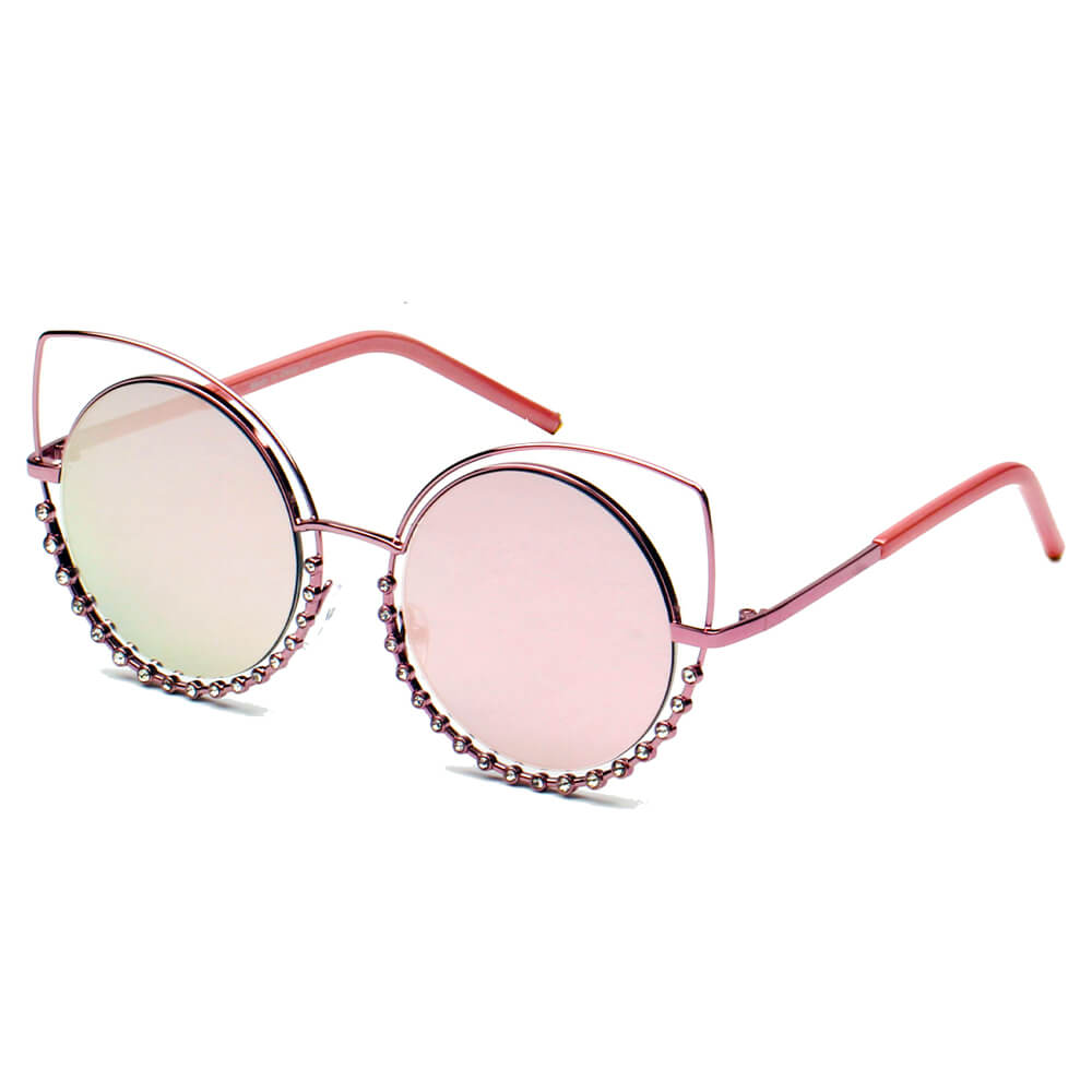 HOLLAND | A21 - Designer Pearl-Studded Cut-Out Cat Eye Princess Sunglasses - Cramilo Eyewear - Stylish Trendy Affordable Sunglasses Clear Glasses Eye Wear Fashion