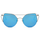 DILLON | D70 - Modern Cat Eye Mirrored Flat Lens Sunglasses Circle - Cramilo Eyewear - Stylish Trendy Affordable Sunglasses Clear Glasses Eye Wear Fashion