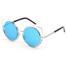 HOLLAND | A21 - Designer Pearl-Studded Cut-Out Cat Eye Princess Sunglasses - Cramilo Eyewear - Stylish Trendy Affordable Sunglasses Clear Glasses Eye Wear Fashion