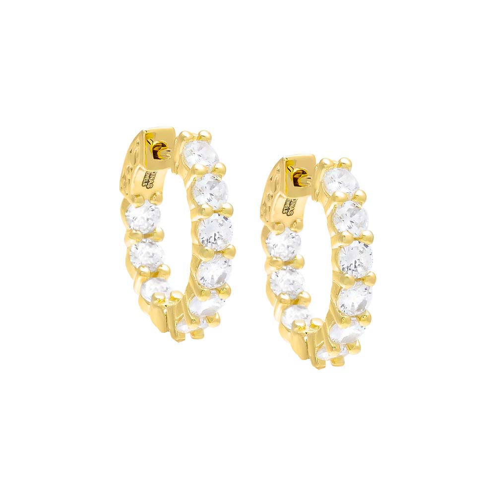 Gold CZ Round Hoop Earring - Adina's Jewels