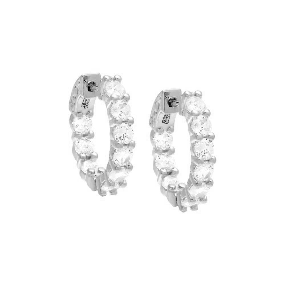 Silver CZ Round Hoop Earring - Adina's Jewels