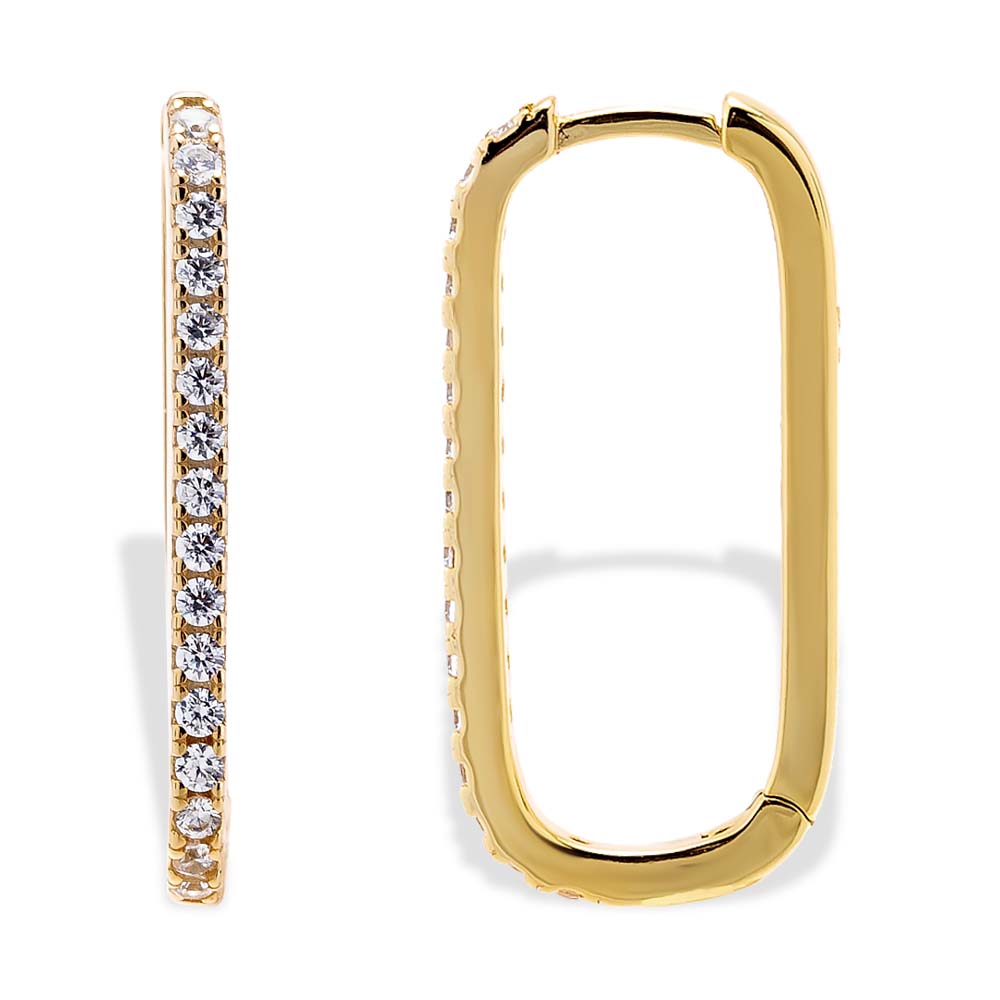 Gold / 25 MM CZ U-Shape Huggie Earring - Adina's Jewels