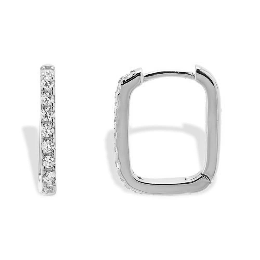 Silver / 15 MM CZ U-Shape Huggie Earring - Adina's Jewels