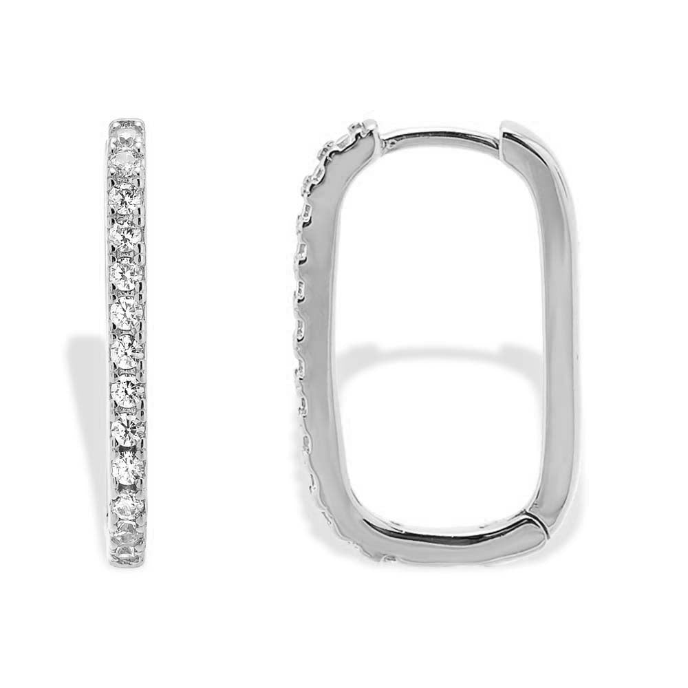 Silver / 20 MM CZ U-Shape Huggie Earring - Adina's Jewels