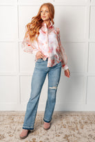 Call Me Back Sheer Floral Button Up Blouse - Charming Charlie