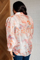 Call Me Back Sheer Floral Button Up Blouse - Charming Charlie