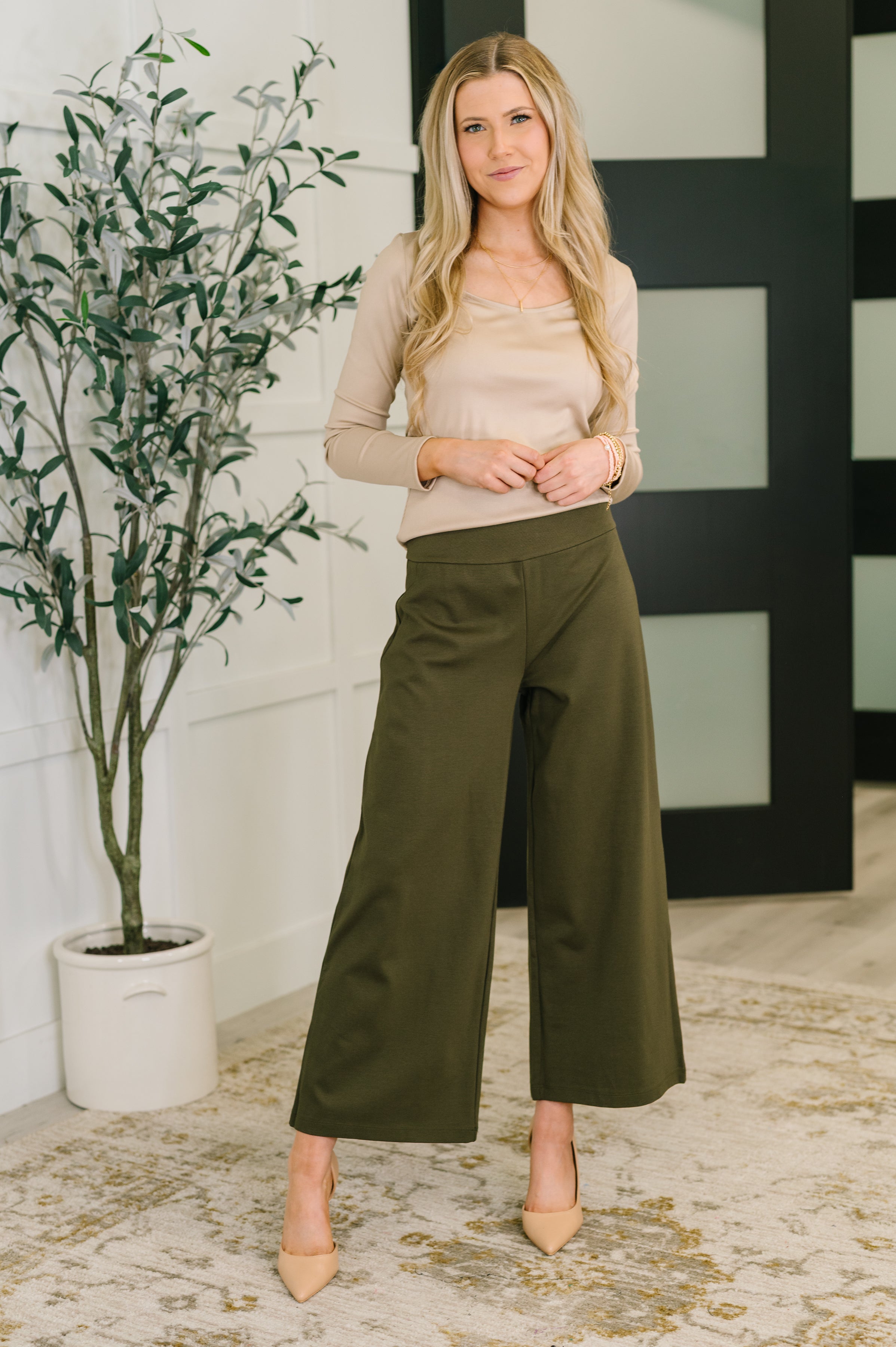 Can You Believe It Basic Long Sleeve Top In Sand - Charming Charlie