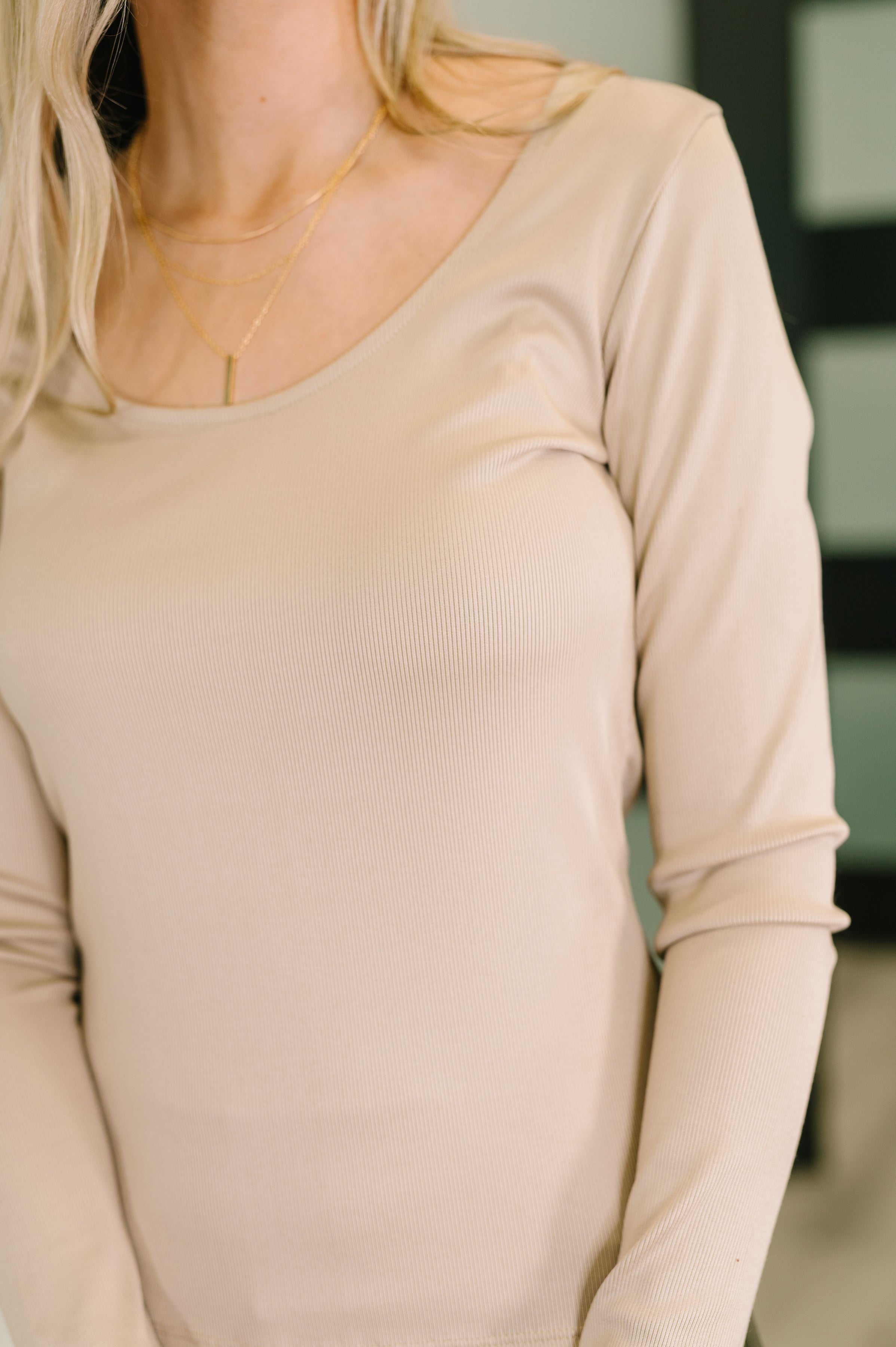 Can You Believe It Basic Long Sleeve Top In Sand - Charming Charlie