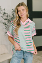 Can't Control It Collared Color Block Top - Charming Charlie
