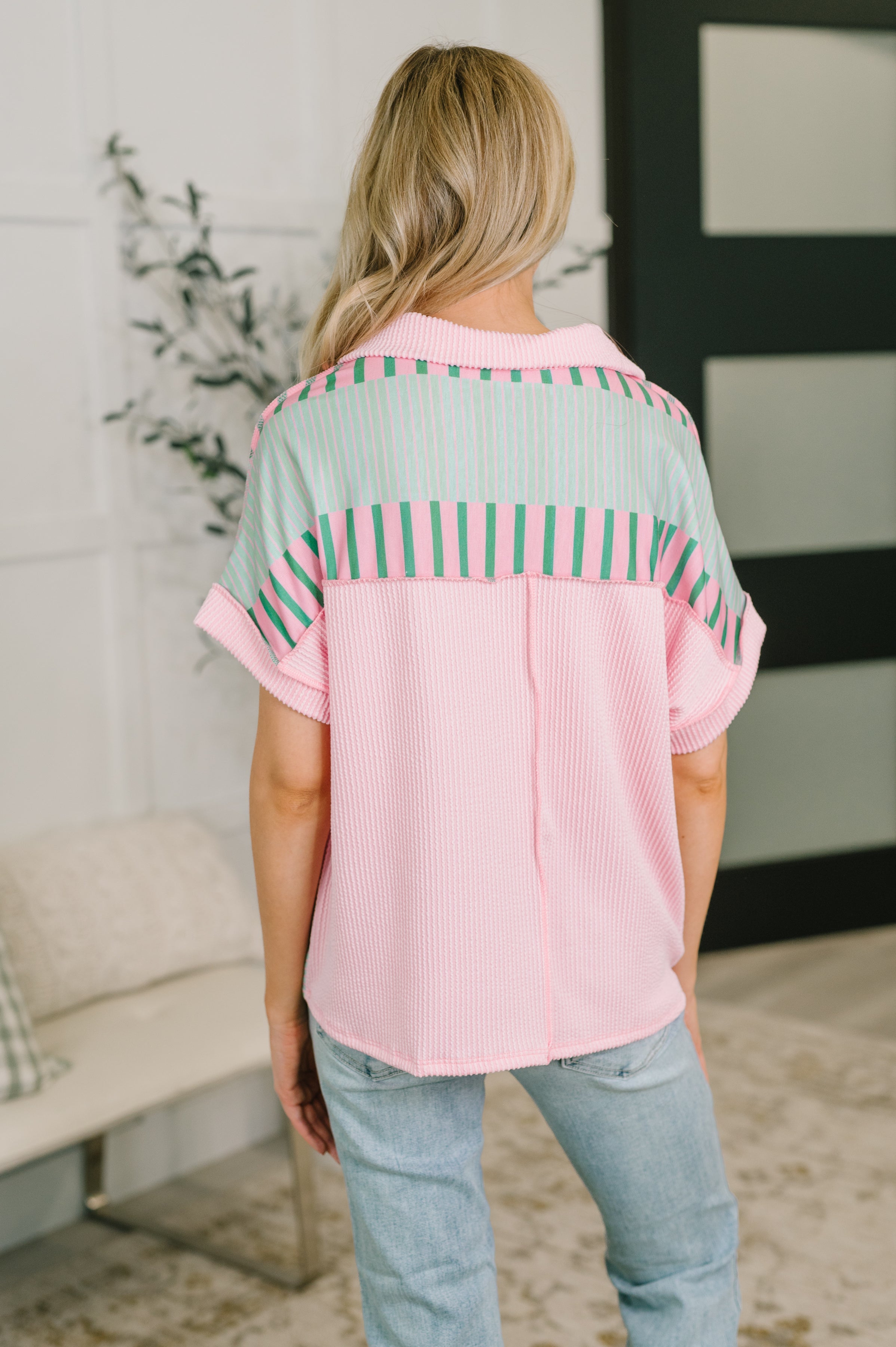Can't Control It Collared Color Block Top - Charming Charlie