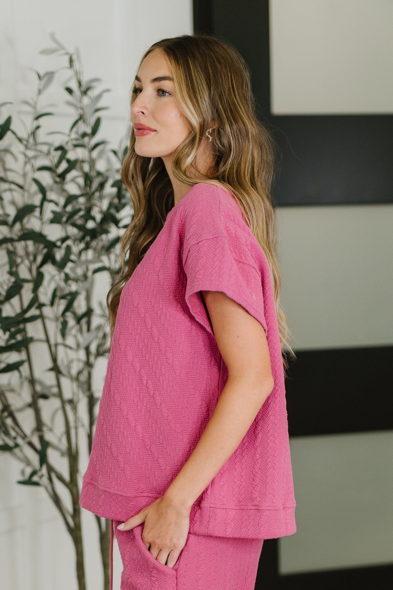 Can't Quit You Drop Shoulder Top in Magenta - Charming Charlie