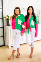Capture the Day Two Toned Button Up Kelly - Charming Charlie