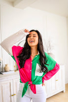Capture the Day Two Toned Button Up Kelly - Charming Charlie