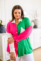 Capture the Day Two Toned Button Up Kelly - Charming Charlie