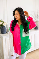 Capture the Day Two Toned Button Up Kelly - Charming Charlie