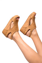 Carley Wedge Sandals in Caramel Smooth - Charming Charlie