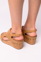 Carley Wedge Sandals in Caramel Smooth - Charming Charlie