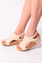 Carley Wedge Sandals in Cream - Charming Charlie