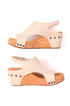 Carley Wedge Sandals in Cream - Charming Charlie