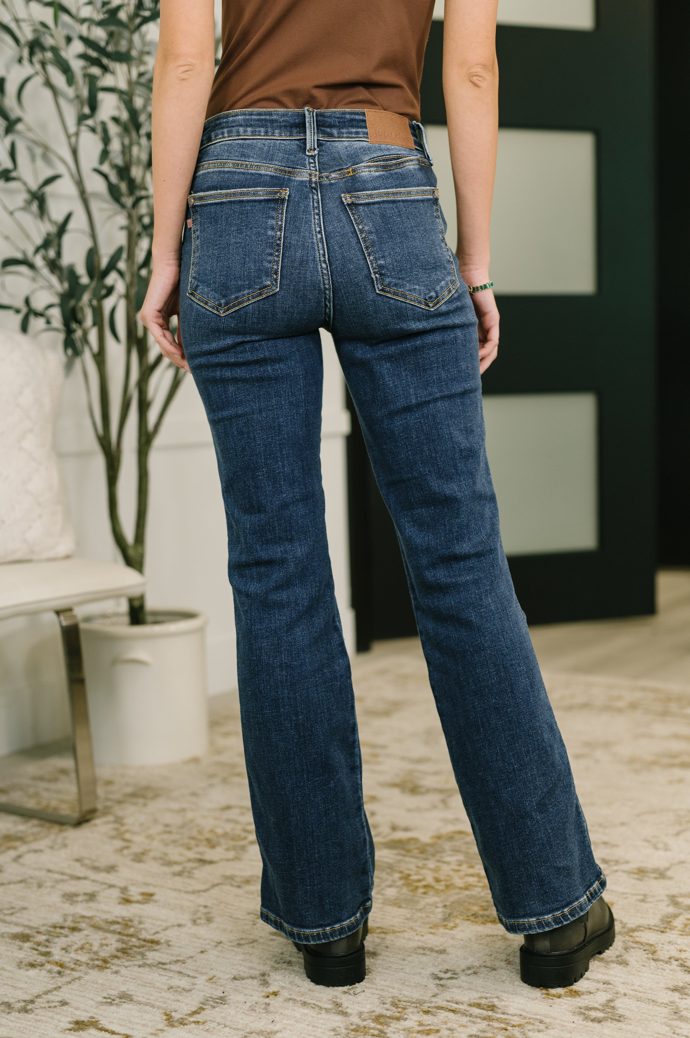 Casey Mid Rise Bootcut with Cell Phone Back Pocket & Slit - Charming Charlie