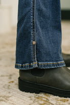 Casey Mid Rise Bootcut with Cell Phone Back Pocket & Slit - Charming Charlie