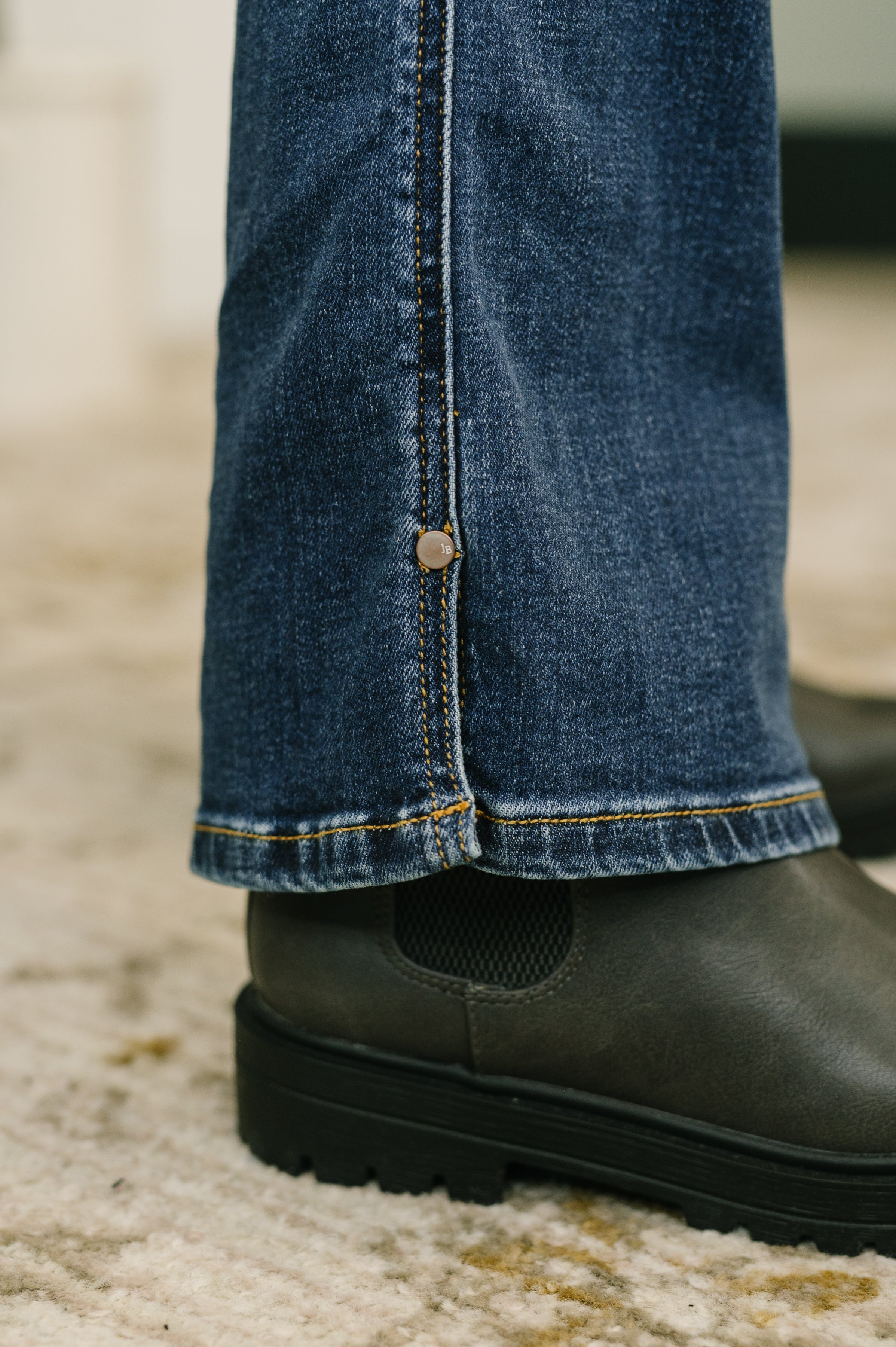 Casey Mid Rise Bootcut with Cell Phone Back Pocket & Slit - Charming Charlie