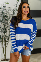 Casual Chaos Drop Shoulder Sweater in Royal Blue - Charming Charlie