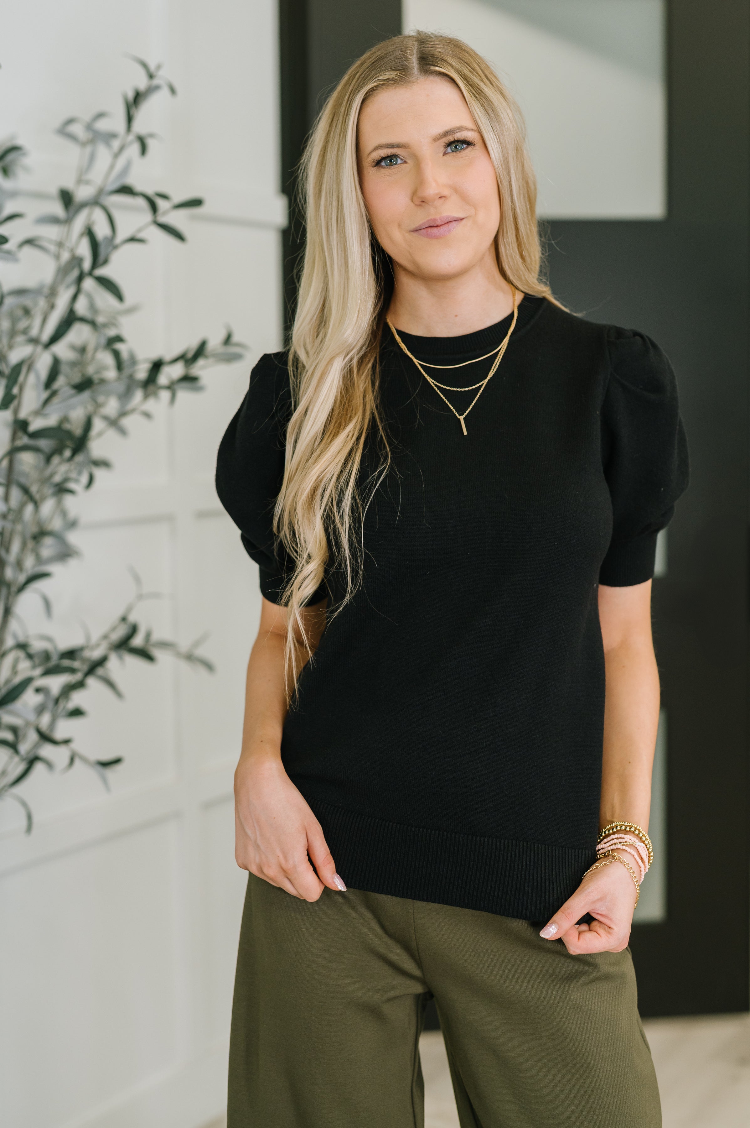 Casually Classy Puff Sleeve Blouse in Black - Charming Charlie