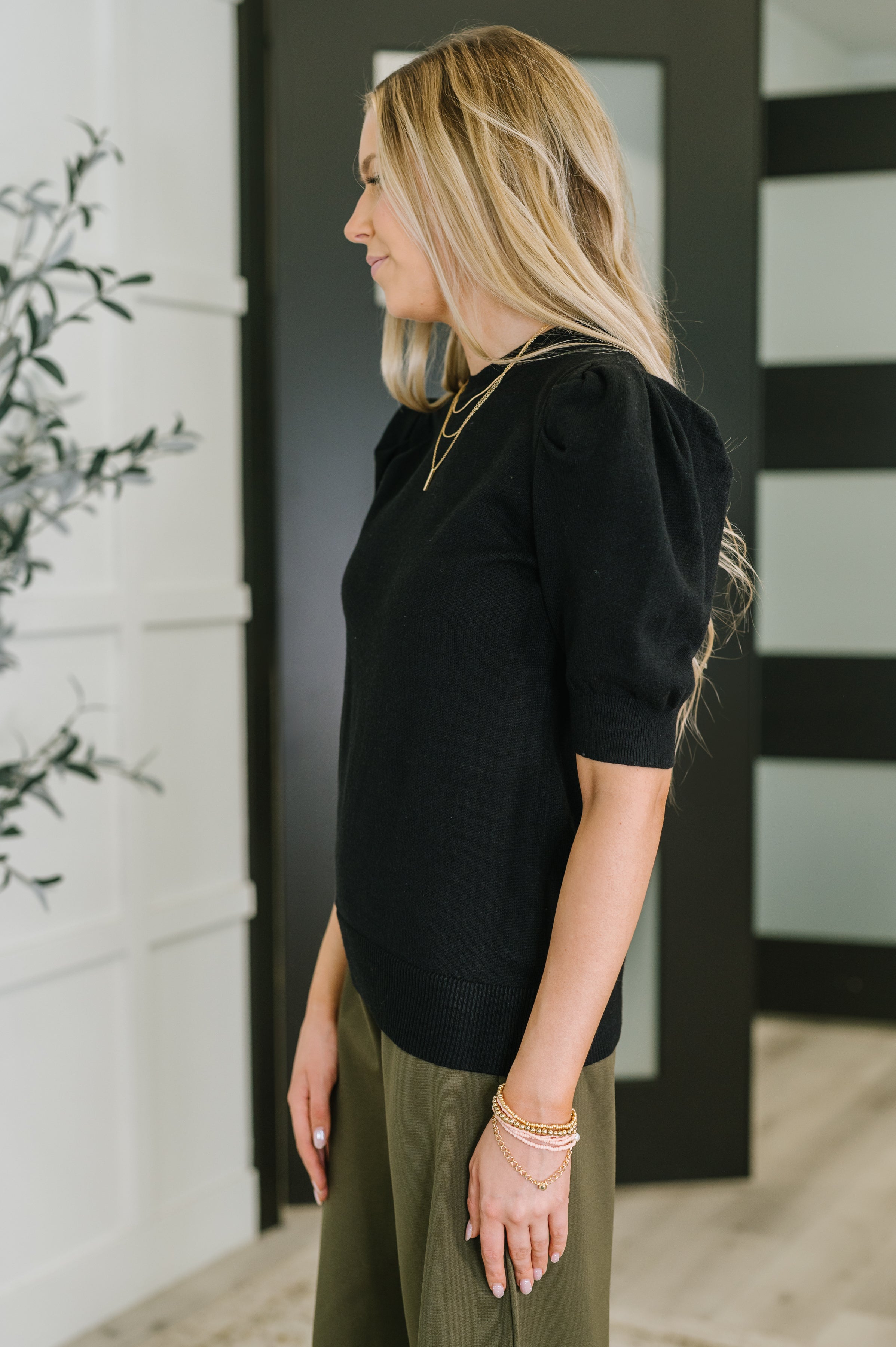 Casually Classy Puff Sleeve Blouse in Black - Charming Charlie
