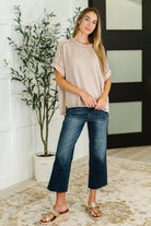 Catch Me Loungin’ Cable Ribbed Knit Top in Ash Mocha - Charming Charlie